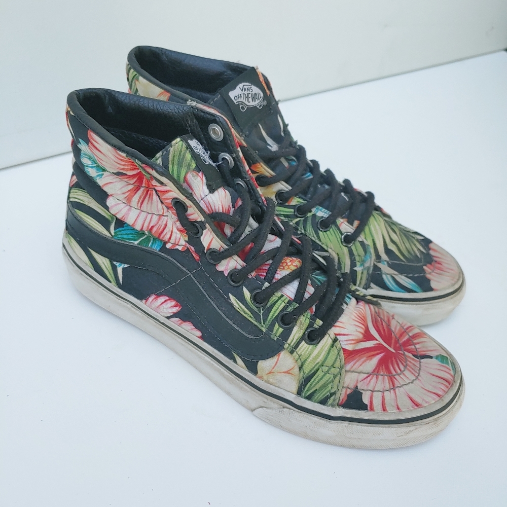 Vans Floral Tropical High Top Lace Up Sneakers Shoes Sz 6